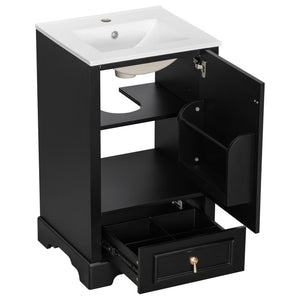 Bathroom Vanity With Sink, Soft Close Door, Adjustable U-Shaped Shelf