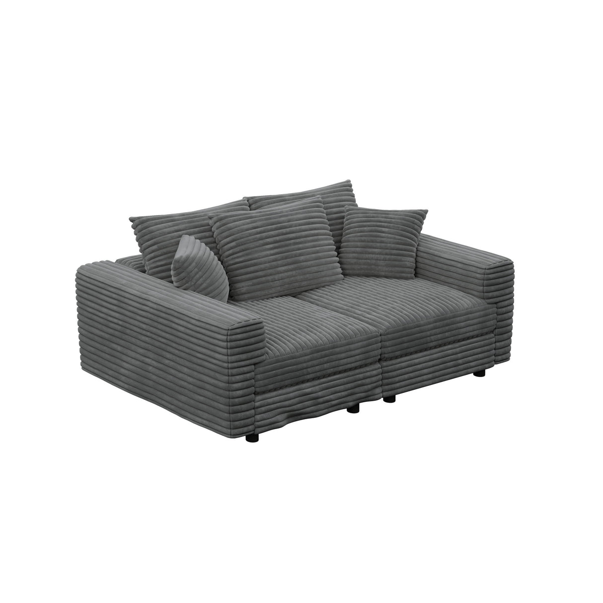 Deep Seat Convertible Sofa With Soft Pillows And Ottomans