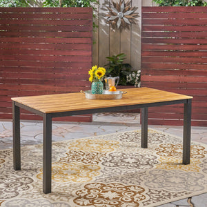 Rectangular Outdoor Dining Table Tabletop With Iron Legs - Black - Best Buy Furniture