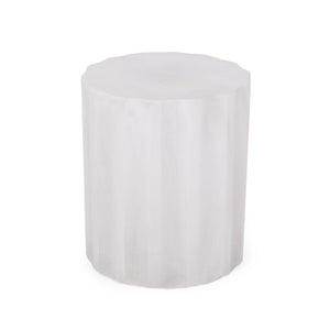 Outdoor End Table With Soft Wave Edge - Antique White