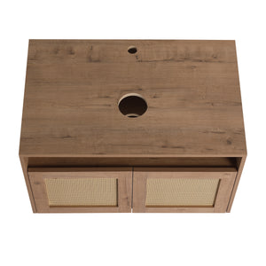30" Bathroom Cabinet, 2-Soft Close Door, Float Mounting Design