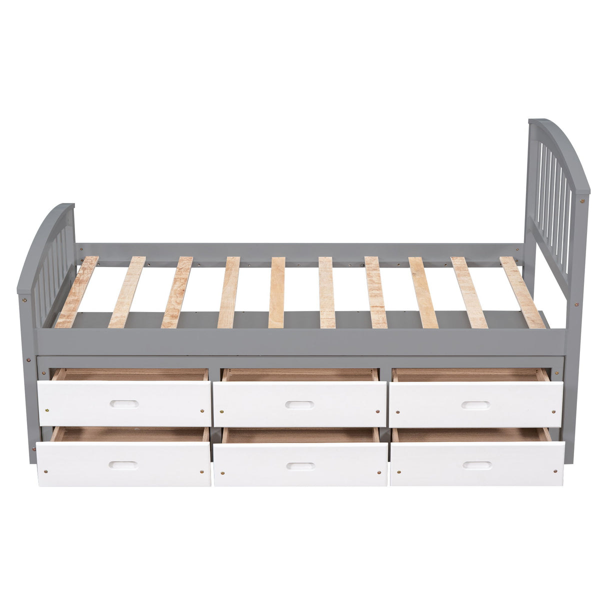 Platform Storage Bed Solid Wood Bed With 6 Drawers