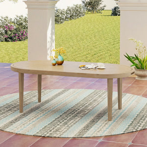 70" Oval Acacia Wood Outdoor Dining Table with Slatted Top