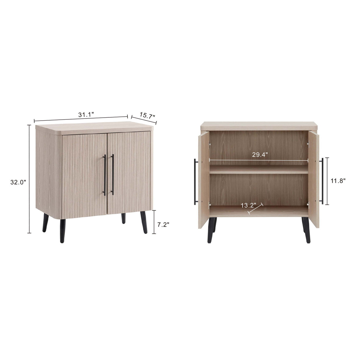 Jodie - Fluted Accent Cabinet - Oak