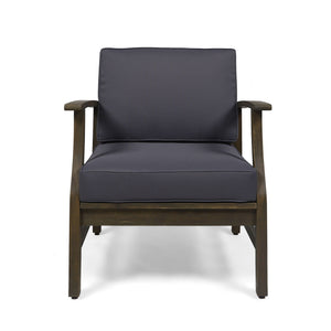 Enchanting Outdoor Club Chair With Slat Panel Design And Water Resistant Cushion - Dark Gray - Best Buy Furniture