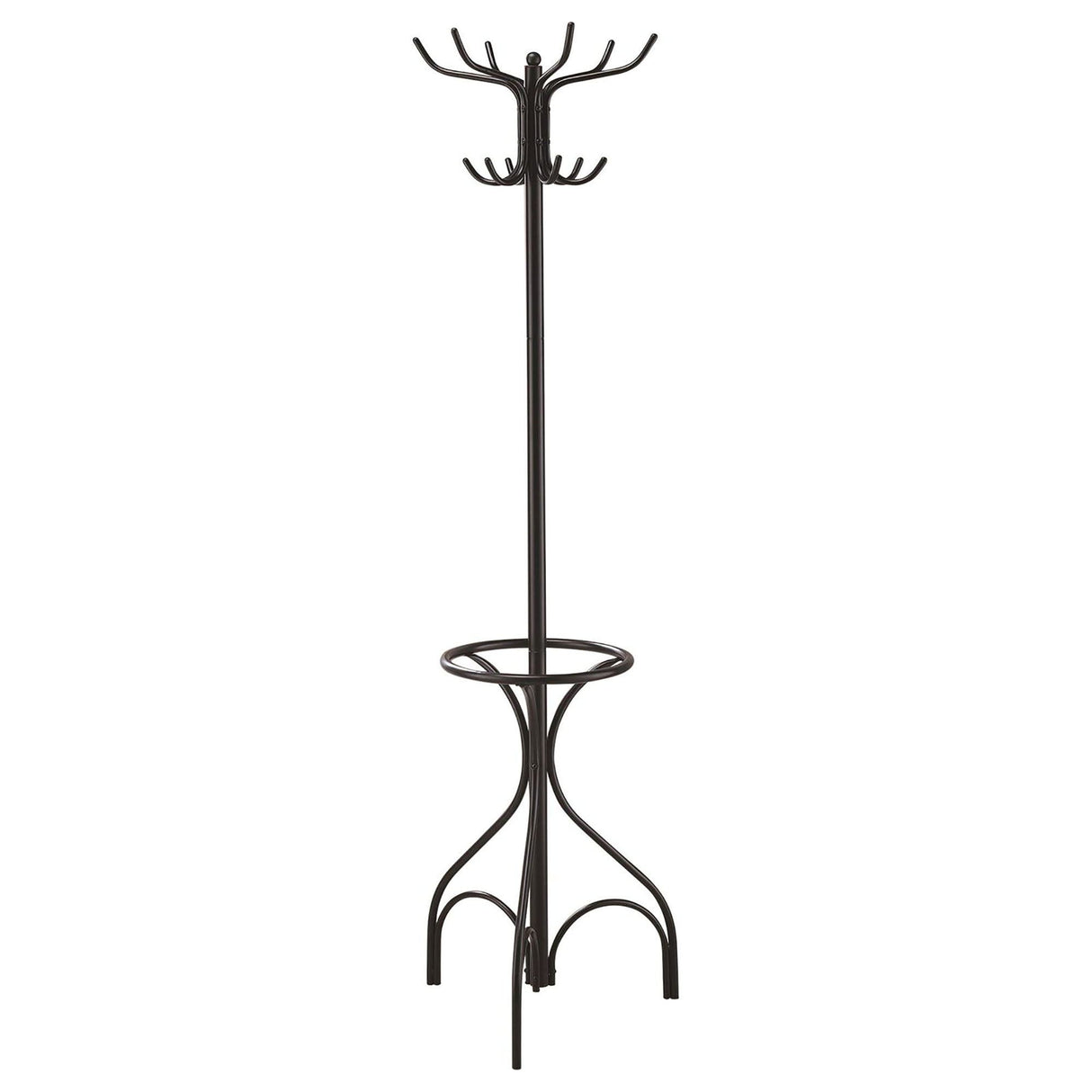 12 Hook Coat Rack With Umbrella Holder - Black