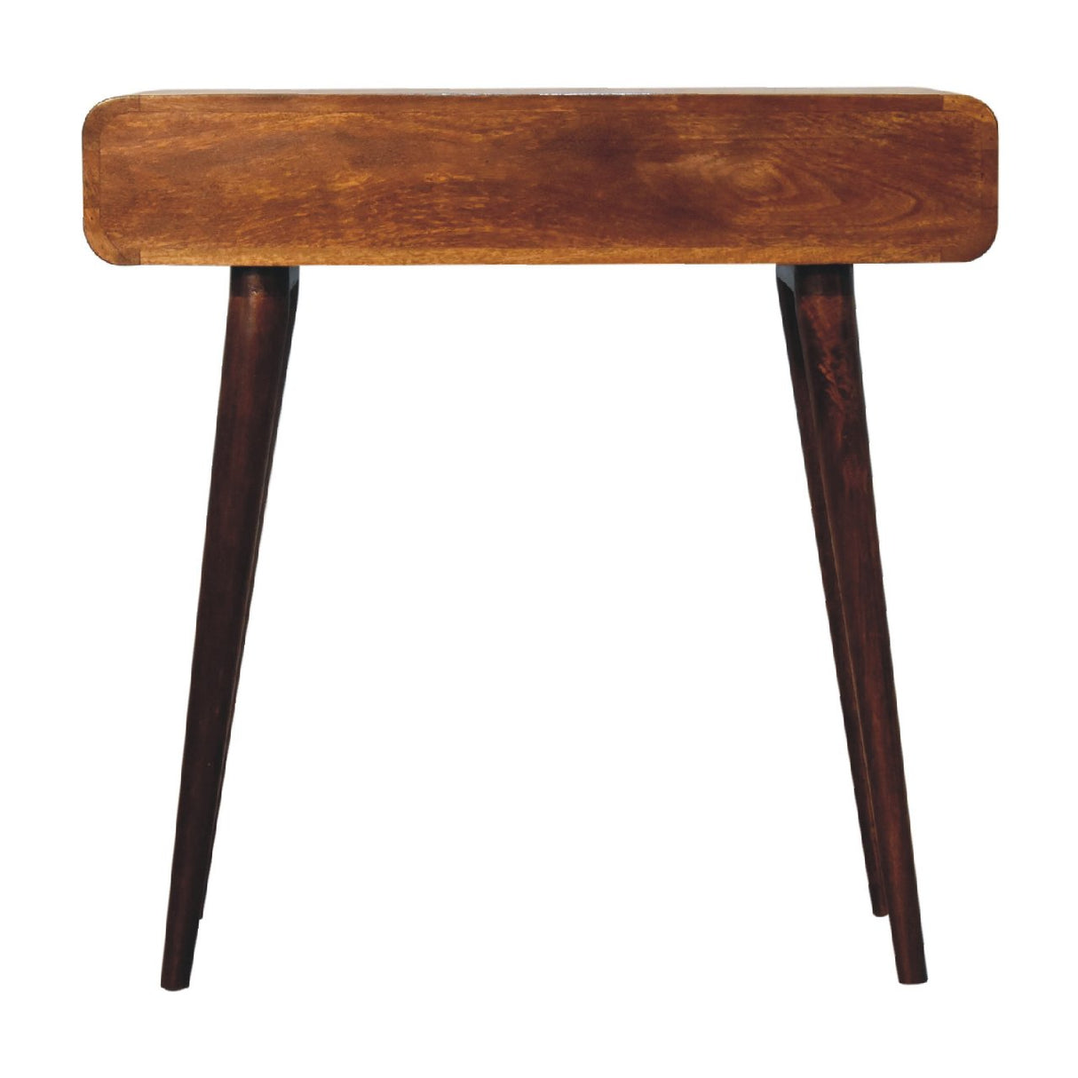 Solid Wood Chestnut Curved Hallway Table, 2-Drawers, Nordic Legs