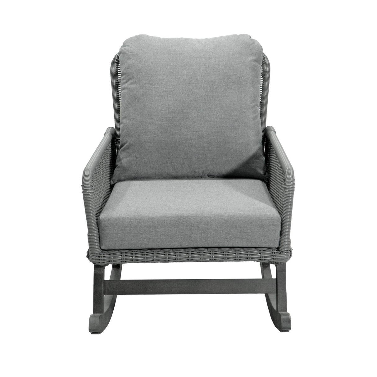 Contemporary Minimalist Wicker Rocking Chair With Soft Cushions And Durable Wooden Frame