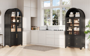 K&K 71" Tall Arched Kitchen Pantry Cabinet
