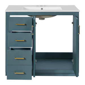 Bathroom Vanity With Sink Combo, Storage Cabinet, Freestanding Set With 3 Drawers & Soft Closing Doors