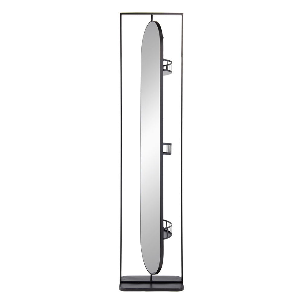 Full Length Standing Mirror, 360° Swivel Floor Mirror For Bedroom - Black