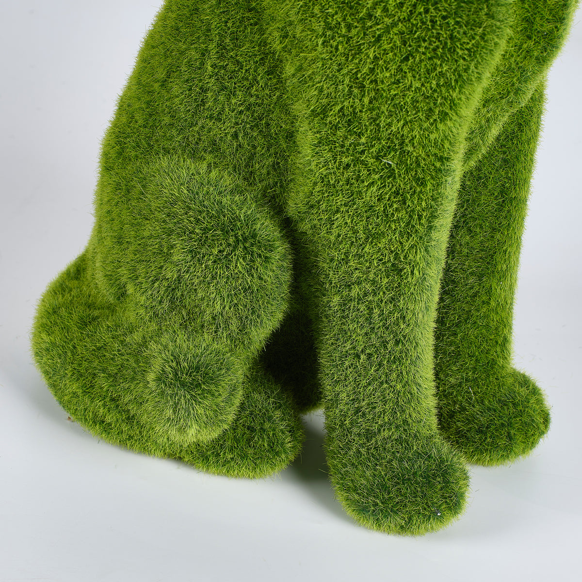 Flocked Resin Dog Garden Statue with Weatherproof Finish - Green