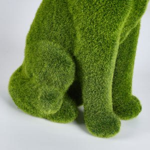 Flocked Resin Dog Garden Statue with Weatherproof Finish - Green