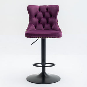 Swivel Barstools Adjusatble Seat Height, Modern Upholstered Bar Stools With Backs Comfortable Tufted For Home Pub And Kitchen Island (Set of 2)