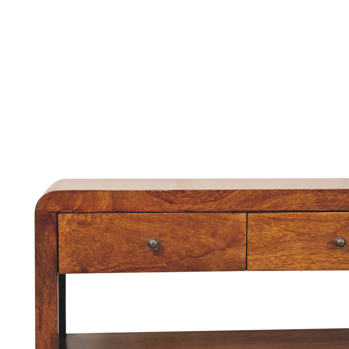 Solid Wood Aspen Media Unit, 3-Drawers, Open Slot, Chestnut