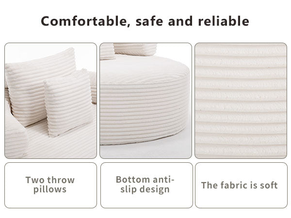 Round Sofa Bed with Memory Foam Sectional Couches for Living Room