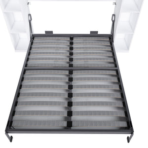 Queen Murphy Bed With Storage Cabinet, Foldable Wall Bed For Bedrooms - White