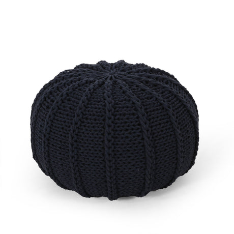 Bordeaux Knitted Round Pouf Ottoman And Floor Cushion