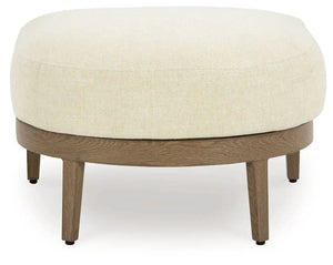 Serene Bay - Ottoman With Cushion - Dark Brown / White - Best Buy Furniture