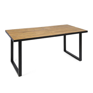 Outdoor Dining Table With U Shape Legs And Slat Top Table - Teak - Best Buy Furniture