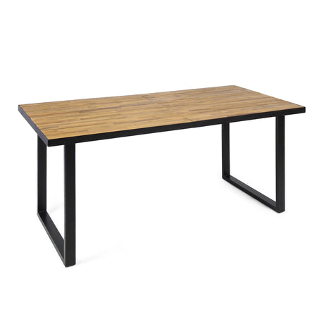 Outdoor Dining Table With U Shape Legs And Slat Top Table - Teak - Best Buy Furniture