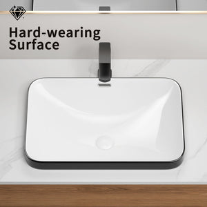 Undermount Bathroom Sink, Vessel Basin For Vanity Countertop - Black White