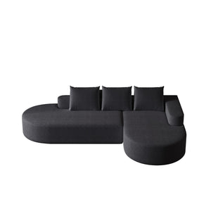 Modern Curved Sofa, L-Shaped Modular Sectional Set With 3 Pillows