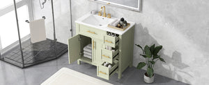 36" Bathroom Vanity with Sink Top, Cabinet with Two Doors and Three Drawers