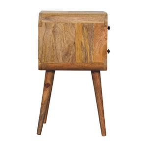 Solid Wood Mini Curved Nightstand, 2-Drawers, Oak-ish