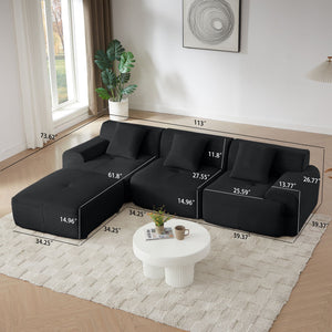 L Shaped Modular Sectional Sofa And Movable Ottoman