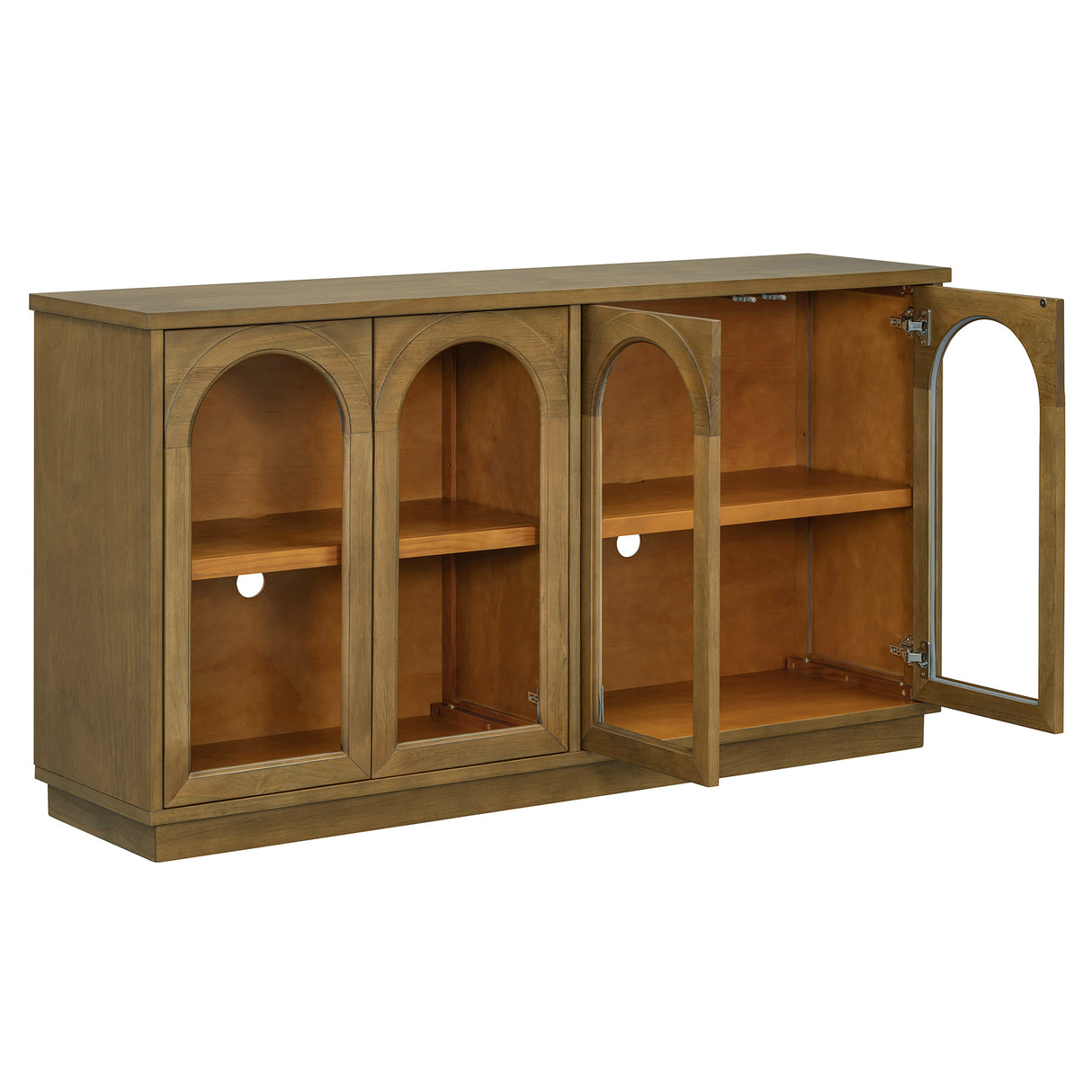 TREXM 4-Door Large Storage Buffet Cabinet with Glass Doors