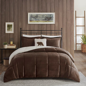 Full/Queen Plush to Sherpa Down Alternative Comforter Set