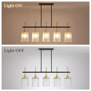 Chandelier 5 Light, Fixture Over Table - Black / Gold