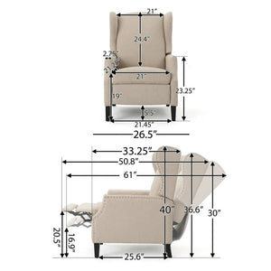 Westeros Wing Back Fabric Upholstered Recliner - Best Buy Furniture