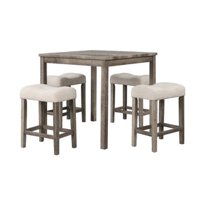 Transitional Counter Dining Set With 4 Tufted Stools