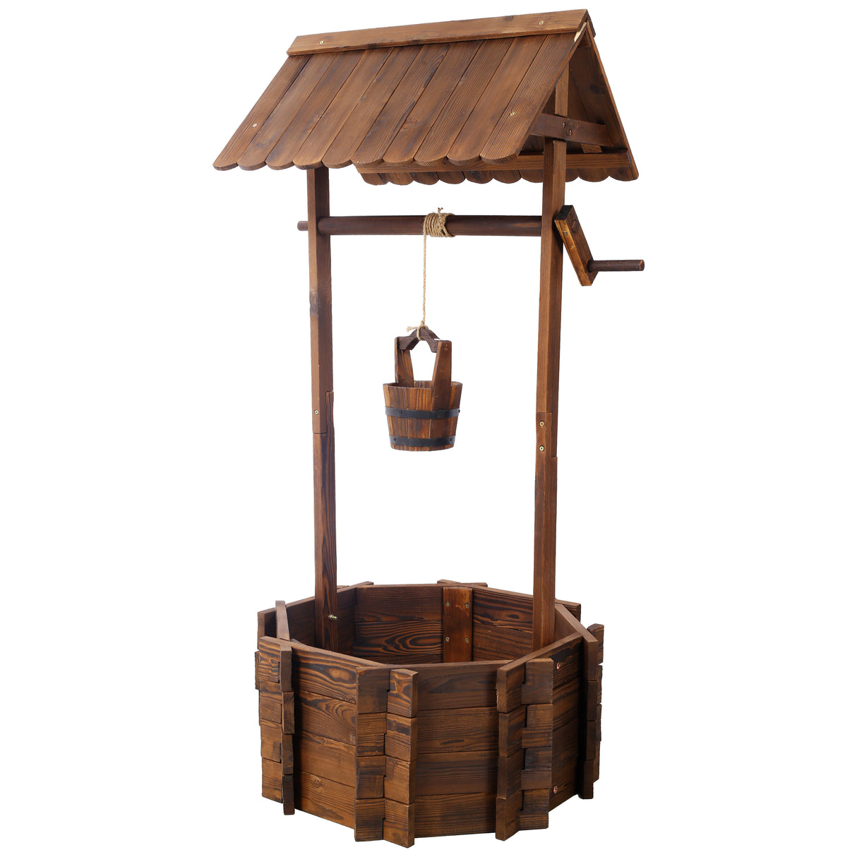 Rustic Wooden Wishing Well Planter