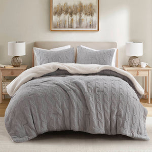 3-Pieces-Full/Queen-Cable-Knit-Chenille-Comforter-Set,-Gray-Quilts-&-Comforters