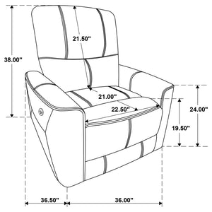 Denson - Upholstered Power Recliner Chair With USB Charging And Smooth Button Recline - Brown