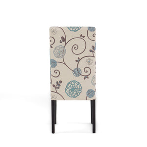 Contemporary Dining Chair Set With Rubberwood Legs - White / Blue