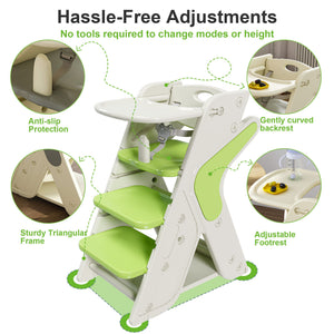 Multifunctional Growing Up Dining Chair With Adjustable Height And 5 Point Seat Belts