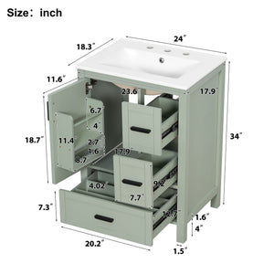 Bathroom Vanity With Sink, Soft-Close Doors, Double-Layer Shelf And 3 Drawers