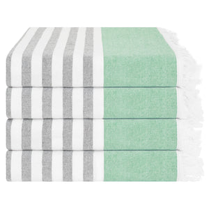 4 Packed Terry Peshtemal and Premium Beach Towel, Mediterranean Cotton Turkish Peshtemals, 35" x 60",  Modern & Traditional Turkish Bath Towels