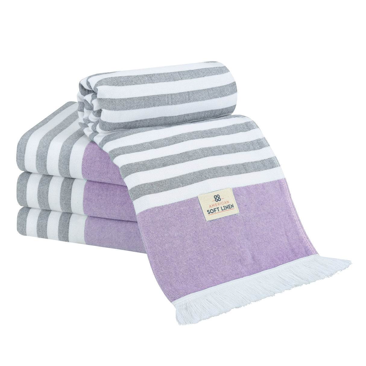 4 Packed Terry Peshtemal and Premium Beach Towel, Mediterranean Cotton Turkish Peshtemals, 35" x 60",  Modern & Traditional Turkish Bath Towels