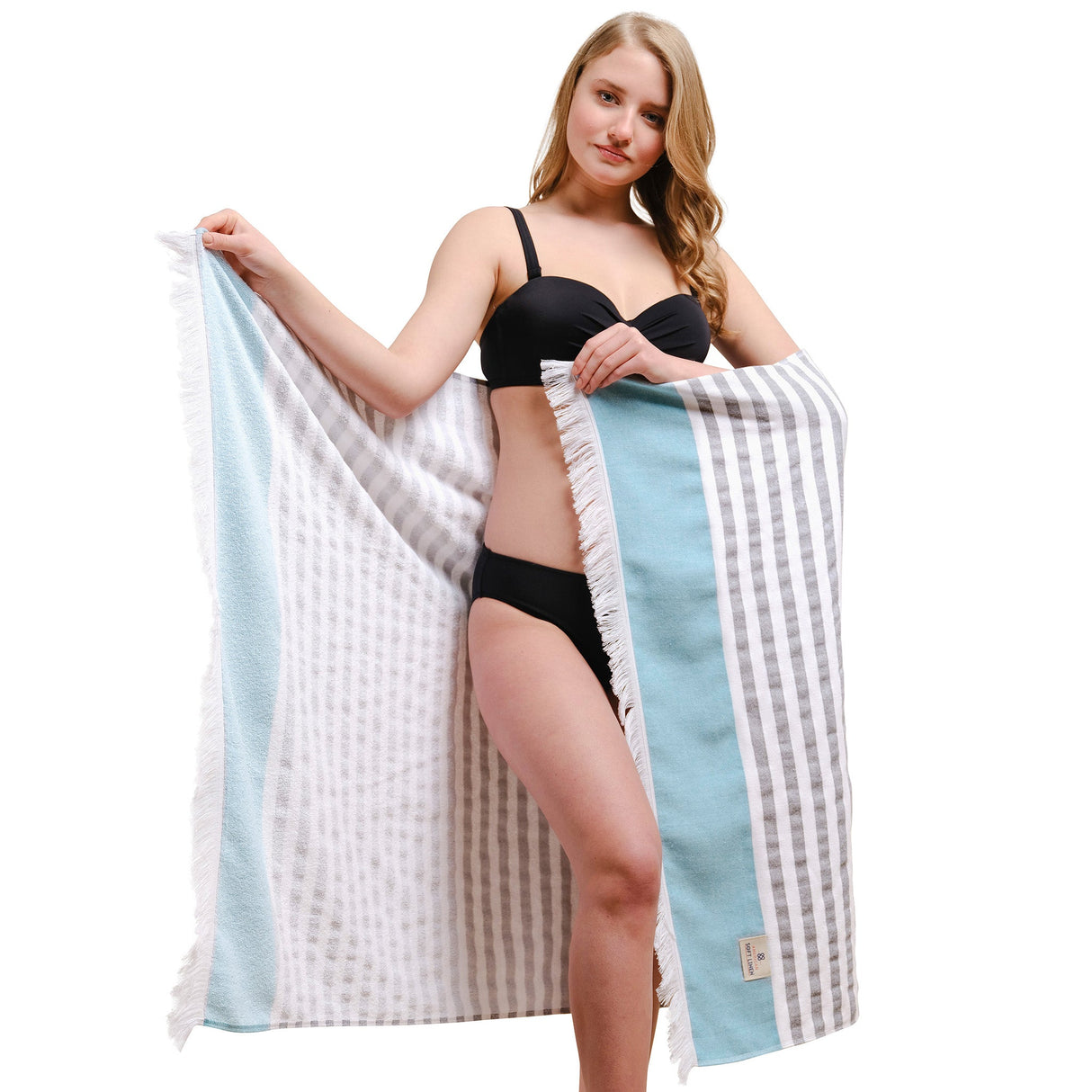 4 Packed Terry Peshtemal and Premium Beach Towel, Mediterranean Cotton Turkish Peshtemals, 35" x 60",  Modern & Traditional Turkish Bath Towels
