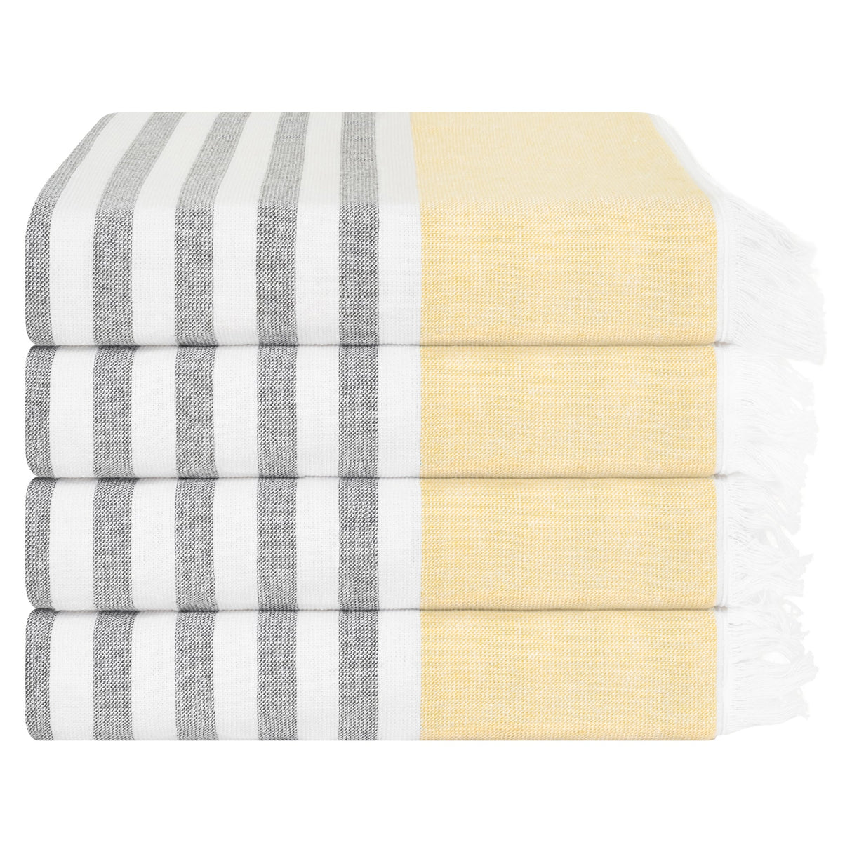 4 Packed Terry Peshtemal and Premium Beach Towel, Mediterranean Cotton Turkish Peshtemals, 35" x 60",  Modern & Traditional Turkish Bath Towels