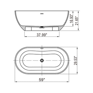 Small Size Stone Resin Solid Surface Oval Shape Freestanding Bathtub For The Bathroom - Matte White