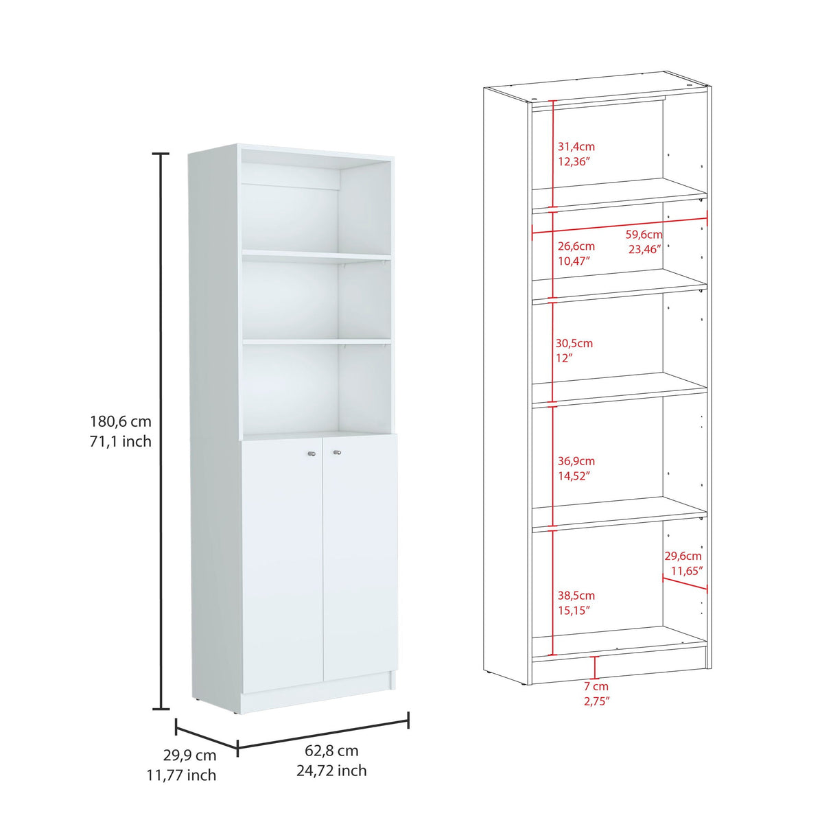Levan - 3 Piece Living Room Set With 3 Bookcases