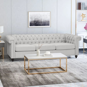 Chesterfield Style 3 Seater Sofa With Deep Button Tufting - Best Buy Furniture