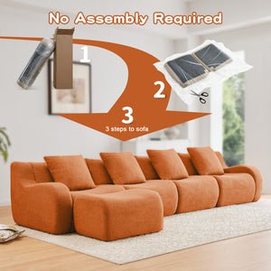 L-Shaped 4-Seat Boneless Sofa