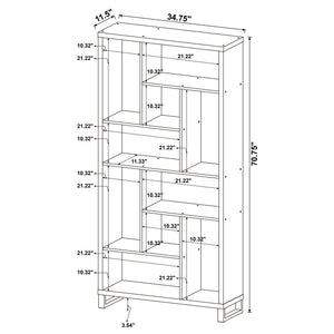 6 Tier Rectangular Bookcase With Accents - Brown